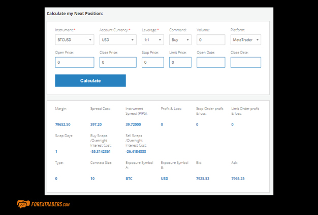 AvaTrade Calculate my Next Position Screenshot