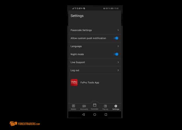 FxPro Settings for Mobile Trading