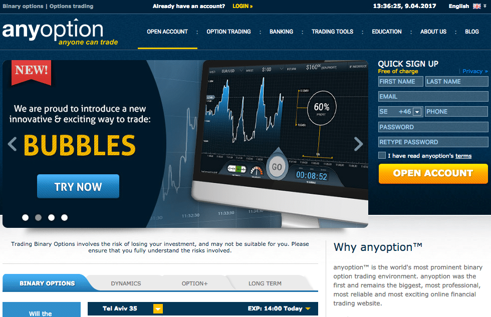 AnyOption Website