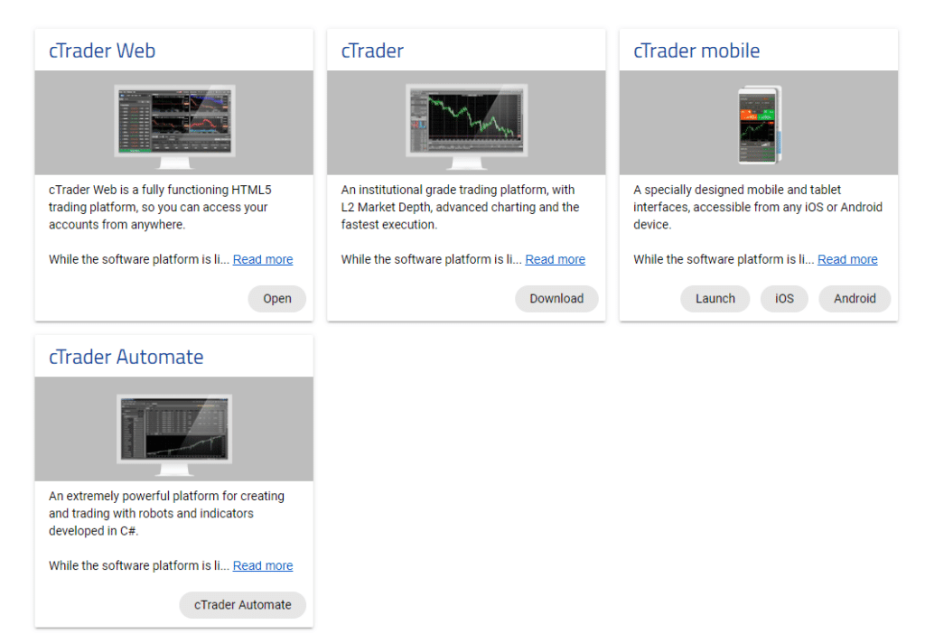cTrader apps and formats