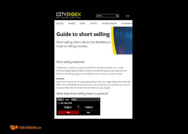 City Index Guide to Short Selling Screenshot
