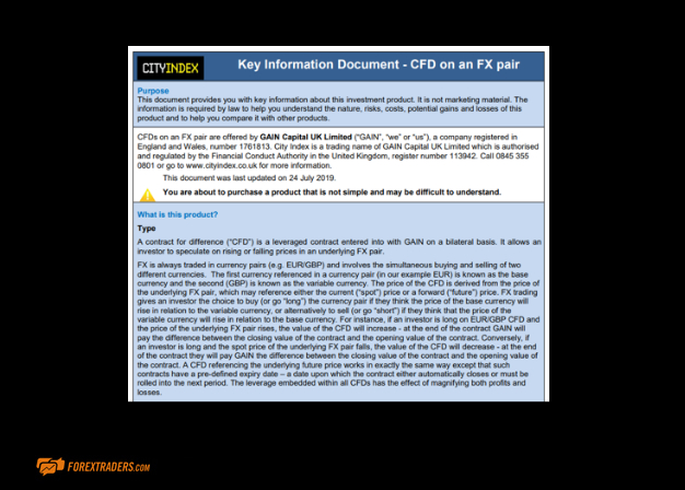 City Index Key Information Document CFD on FX Pair