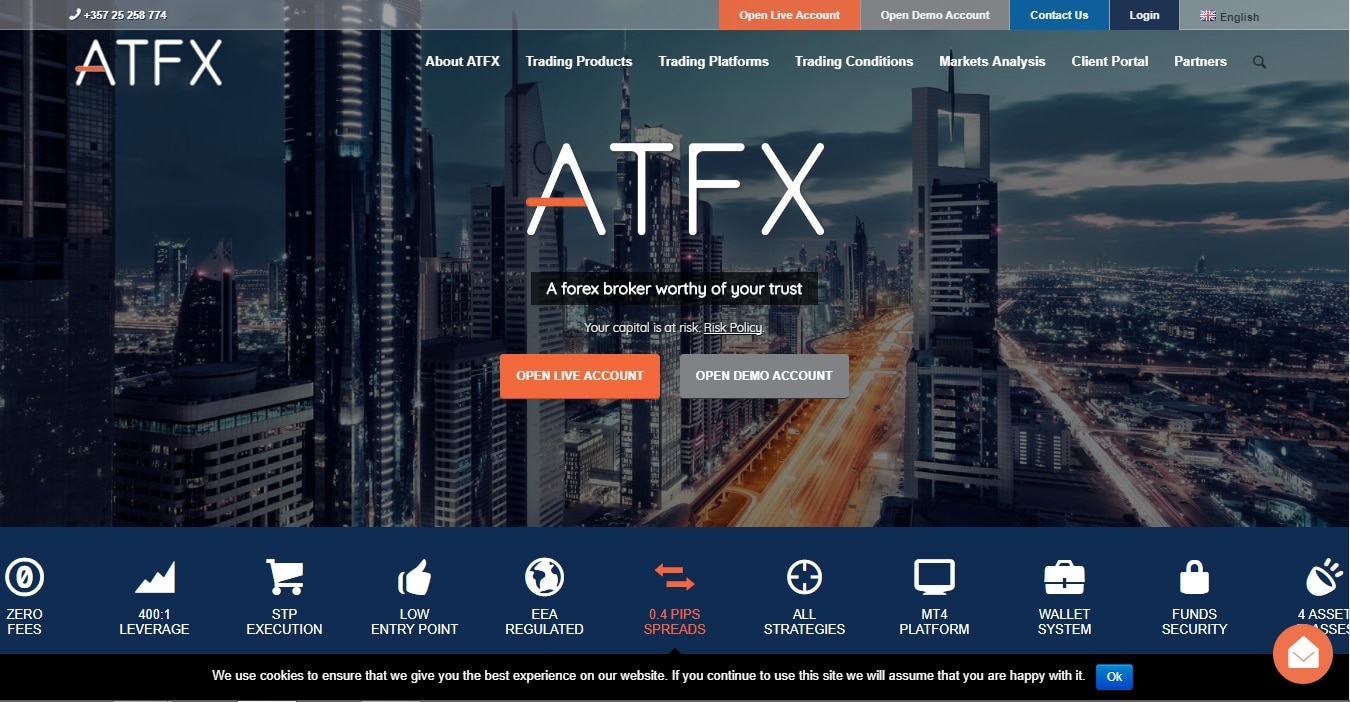 ATFX Website Home Page