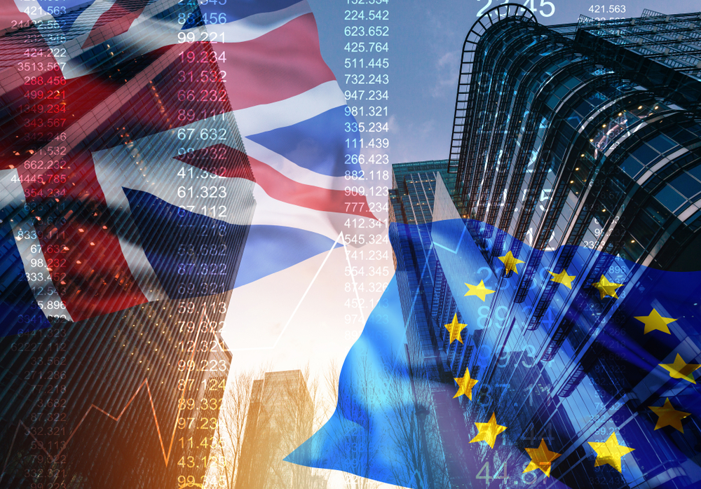 brexit symbol with trading background