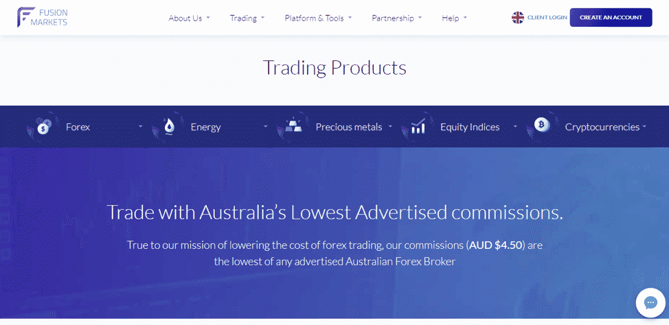Fusion Markets Trading Products