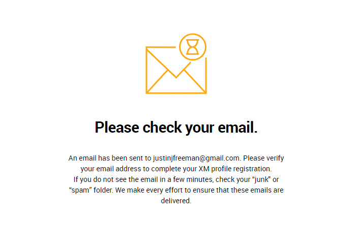 xm email verification