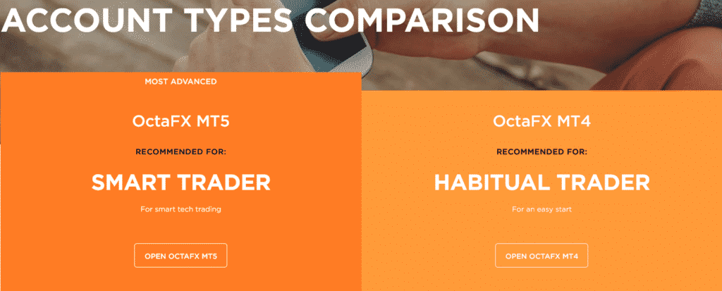 octafx account type comparison