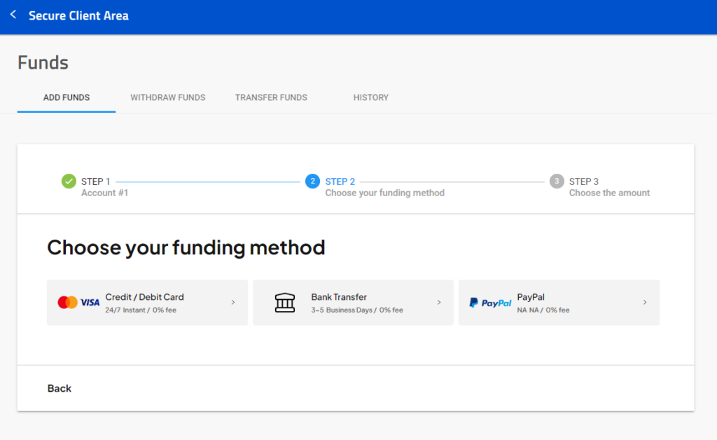 pepperstone secure client area choose your funding method