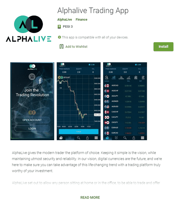 AlphaLive Android app