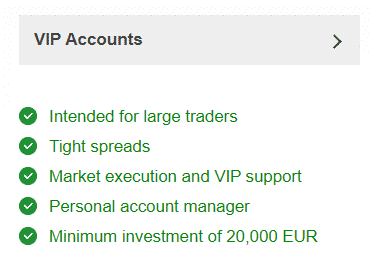 InstaForex VIP Accounts