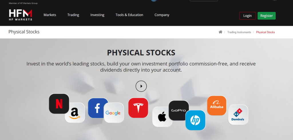 hf markets physical stocks